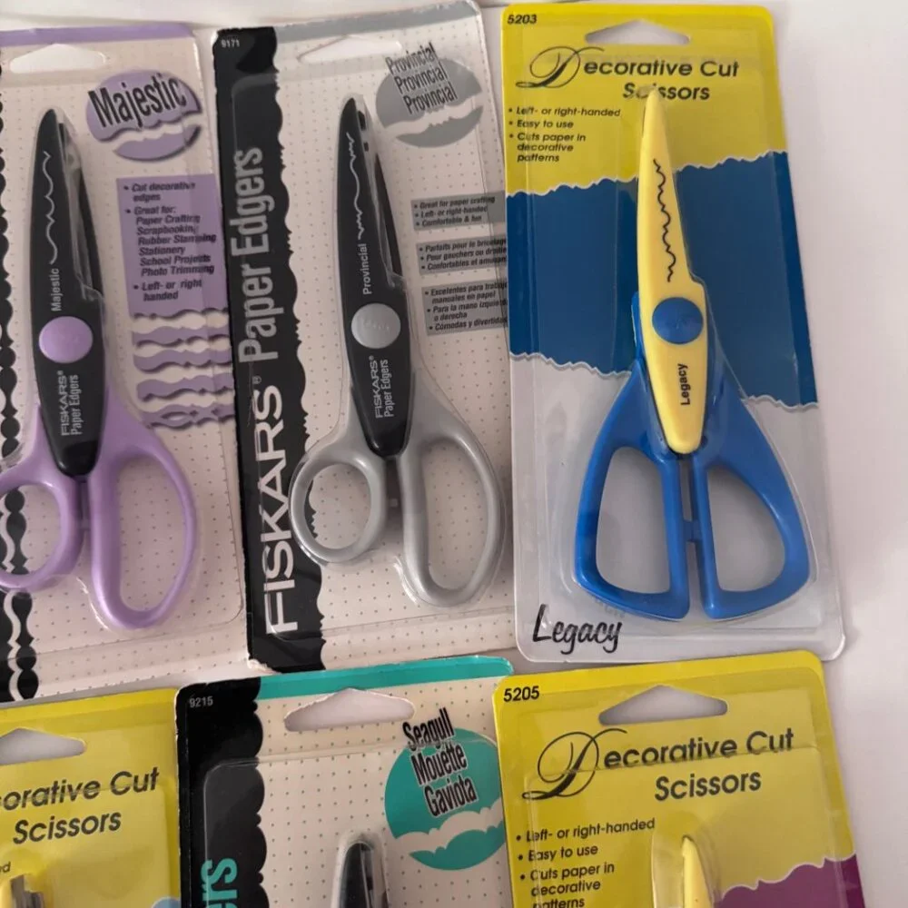 New Fiskars Paper Edgers and Decorative Cut Scissors Lot 9 pair of scissors